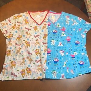 Christmas Scrub Tops. Size 2X